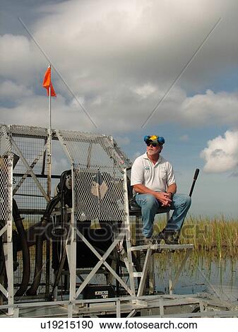 Stock Image -  Homestead, FL, Florida, Swamp, Alligator Farm, Sawgrass Recreation Area, air boat ride. Fotosearch