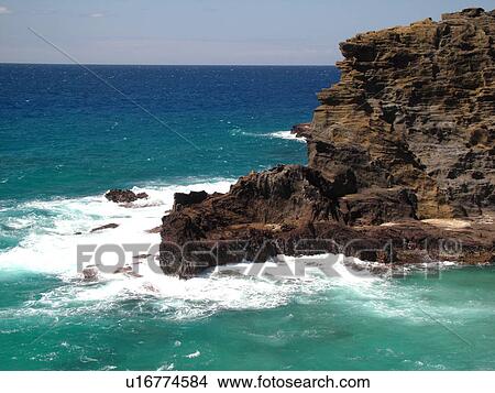 Picture -  Honolulu, Oahu, HI, Hawaii, Windward O'ahu, Koko Head Regional Park, Kalanianaole Highway, scenic coastline. Fotosearch