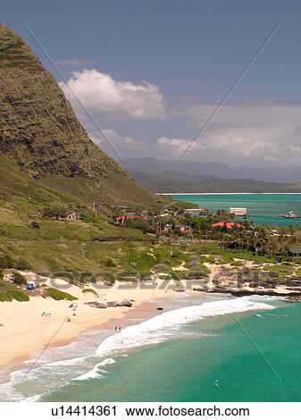 Stock Image -  Honolulu, Oahu, HI, Hawaii, Windward O'ahu, Makapuu Beach Park, Kalanianaole Highway, scenic coastline. Fotosearch