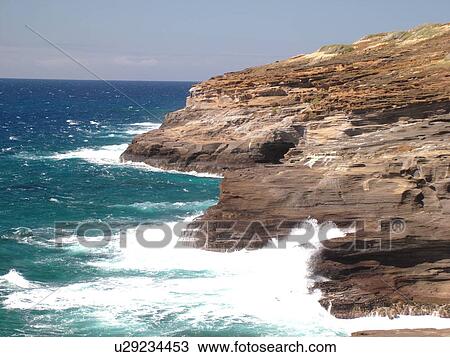 Stock Image -  Honolulu, Oahu, HI, Hawaii, Windward O'ahu, Koko Head Regional Park, Kalanianaole Highway, scenic coastline. Fotosearch