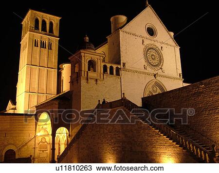 Italy, Assisi, Umbria, Europe, Basilica di San Francesco (Basilica of St. Francis of Assisi) and the Sacro Convento illuminated at night in the medieval hill town of Assisi. View Large Photo Image Stock Image - Italy, Assisi, Umbria, Europe, Basilica di San Francesco (Basilica of St. Francis of Assisi) and the Sacro Convento illuminated at night in the medieval hill town of Assisi.. Fotosearch