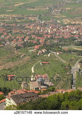 Italy, Cortona, Tuscany, Toscana, Europe, Aerial view of the towns and countryside of Tuscany from Chiesa di Santa Margherita in the hill town of Cortona. View Large Photo Image Stock Photo - Italy, Cortona, Tuscany, Toscana, Europe, Aerial view of the towns and countryside of Tuscany from Chiesa di Santa Margherita in the hill town of Cortona.. Fotosearch