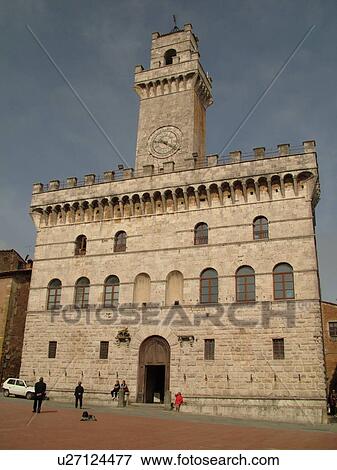 Italy, Montepulciano, Tuscany, Toscana, Europe, Palazzo Comunale and 14th-century Tower in the Piazza Grande in the medieval town of Montepulciano. View Large Photo Image Stock Photo - Italy, Montepulciano, Tuscany, Toscana, Europe, Palazzo Comunale and 14th-century Tower in the Piazza Grande in the medieval town of Montepulciano.. Fotosearch