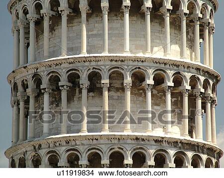 Picture -  Italy, Pisa, Tuscany, Toscana, Europe, Leaning Tower of Pisa (Torre Pendente) in Campo dei Miracoli (Field of Miracles) in the city of Pisa.. Fotosearch