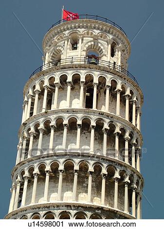Stock Image -  Italy, Pisa, Tuscany, Toscana, Europe, The Leaning Tower of Pisa (Torre Pendente) in Campo dei Miracoli (Field of Miracles) in the city of Pisa.. Fotosearch