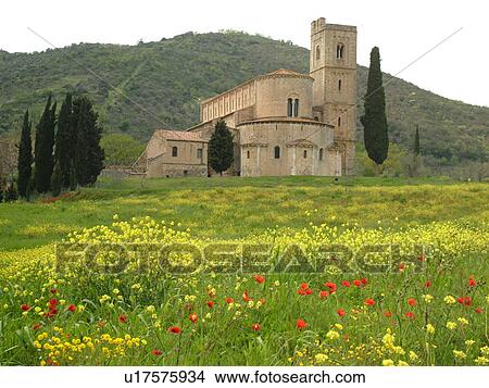 Italy, Sant'Antimo, Tuscany, Toscana, Europe, 13th-century Romanesque Abbazia di Sant'Antimo. View Large Photo Image Picture - Italy, Sant'Antimo, Tuscany, Toscana, Europe, 13th-century Romanesque Abbazia di Sant'Antimo.. Fotosearch