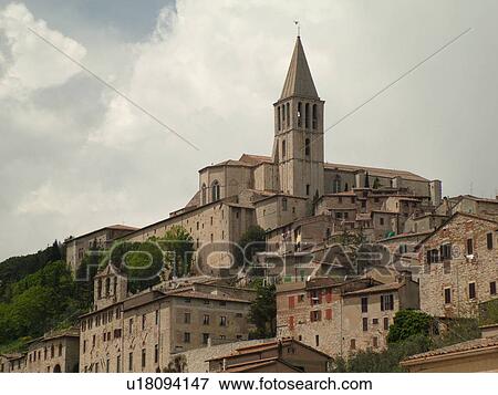 Italy, Todi, Umbria, Europe, Tempio di San Fortunato and the hilltop medieval town of Todi. View Large Photo Image Stock Photo - Italy, Todi, Umbria, Europe, Tempio di San Fortunato and the hilltop medieval town of Todi.. Fotosearch