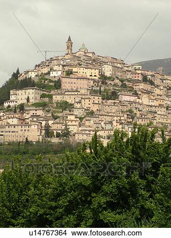 Italy, Trevi, Umbria, Europe, Scenic view of the hilltop medieval town of Trevi. View Large Photo Image Picture - Italy, Trevi, Umbria, Europe, Scenic view of the hilltop medieval town of Trevi.. Fotosearch