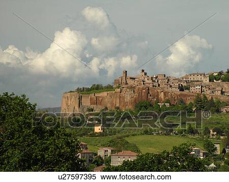 Stock Photography -  Italy, Umbria, Orvieto, Europe, Medieval walled hill town of Orvieto.. Fotosearch