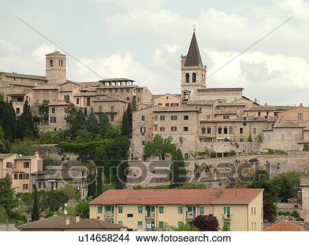 Italy, Umbria, Spello, Europe, Scenic view of the medieval hill town of Spello. View Large Photo Image Picture - Italy, Umbria, Spello, Europe, Scenic view of the medieval hill town of Spello.. Fotosearch