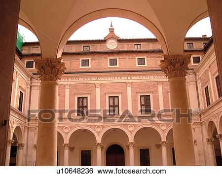 Italy, Urbino, Marche, Europe, Cortile d'Onove, Renaissance Courtyard, in the Palazzo Ducale in the medieval town of Urbino. View Large Photo Image Stock Photograph - Italy, Urbino, Marche, Europe, Cortile d'Onove, Renaissance Courtyard, in the Palazzo Ducale in the medieval town of Urbino.. Fotosearch