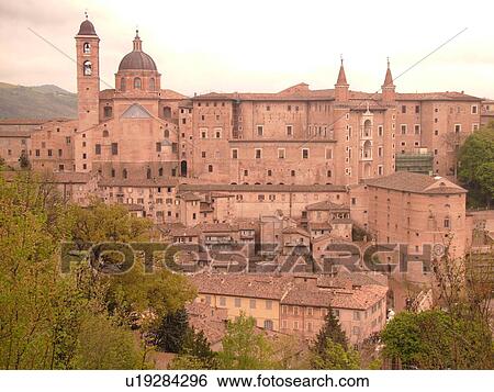 Italy, Urbino, Marche, Europe, Scenic view of the medieval hill town of Urbino. View Large Photo Image Stock Photograph - Italy, Urbino, Marche, Europe, Scenic view of the medieval hill town of Urbino.. Fotosearch