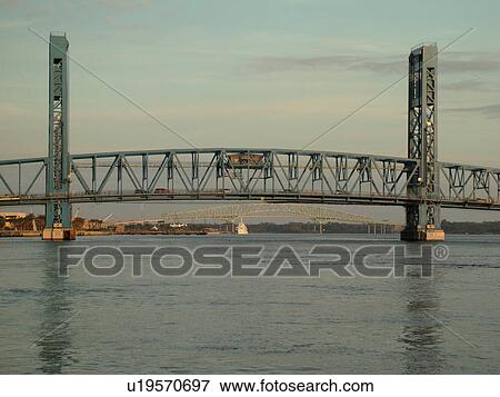 Stock Photo -  Jacksonville, FL, Florida, Main Street Bridge spans the St. Johns River . Fotosearch