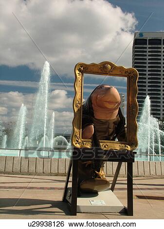 Stock Photograph -  Jacksonville, FL, Florida, Mana Lisa Manatee fiberglass statue at Friendship Fountain at Riverwalk in South Jacksonville. Fotosearch