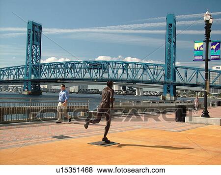 Jacksonville, FL, Florida, River Runner statue along Coast Line Drive, Main Street Bridge crossing the St. Johns River View Large Photo Image Stock Photo - Jacksonville, FL, Florida, River Runner statue along Coast Line Drive, Main Street Bridge crossing the St. Johns River. Fotosearch
