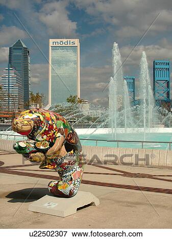 Jacksonville, FL, Florida, South Jacksonville, downtown skyline, Sea-Lection Manatee fiberglass statue at Friendship Fountain at Riverwalk, The Manatees of Jacksonville View Large Photo Image Stock Photo - Jacksonville, FL, Florida, South Jacksonville, downtown skyline, Sea-Lection Manatee fiberglass statue at Friendship Fountain at Riverwalk, The Manatees of Jacksonville. Fotosearch