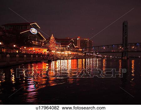 Jacksonville, FL, Florida, Jacksonville Landing along St. Johns River in the evening View Large Photo Image Stock Image - Jacksonville, FL, Florida, Jacksonville Landing along St. Johns River in the evening. Fotosearch