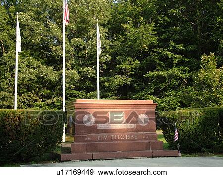 Stock Photo -  Jim Thorpe, PA, Pennsylvania, Poconos, The Jim Thorpe Memorial. Fotosearch