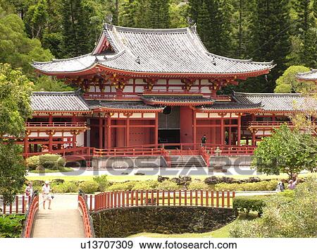 Kaneohe, Oahu, HI, Hawaii, Byodo-In Temple, replica of 11th-century Buddhist Temple in Uji, Japan, Valley of the Temples Memorial Park, Windward Mortuary View Large Photo Image Stock Photo - Kaneohe, Oahu, HI, Hawaii, Byodo-In Temple, replica of 11th-century Buddhist Temple in Uji, Japan, Valley of the Temples Memorial Park, Windward Mortuary. Fotosearch