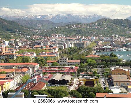 La Spezia, Liguria, Italy, Riviera di Levante, Ligurian Riviera, Europe, Scenic view of the city of La Spezia on the Gulf of Genoa (Gulfo di Genova) along the Ligurian Sea. View Large Photo Image Stock Photography - La Spezia, Liguria, Italy, Riviera di Levante, Ligurian Riviera, Europe, Scenic view of the city of La Spezia on the Gulf of Genoa (Gulfo di Genova) along the Ligurian Sea.. Fotosearch