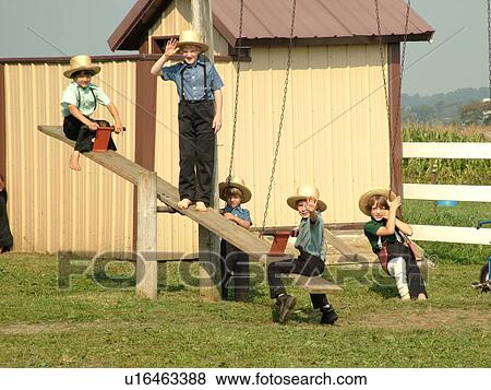 Lancaster County, PA, Pennsylvania, Amish, school, children playing on playground equipment View Large Photo Image Stock Photo - Lancaster County, PA, Pennsylvania, Amish, school, children playing on playground equipment. Fotosearch