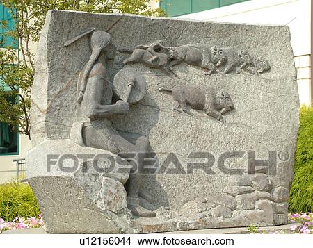 Ledyard, CT, Connecticut, Foxwoods Resort Casino, Engraving on stone of American Indian and Buffalo View Large Photo Image Picture - Ledyard, CT, Connecticut, Foxwoods Resort Casino, Engraving on stone of American Indian and Buffalo. Fotosearch