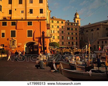 Liguria, Camogli, Italy, Riviera di Levante, Ligurian Riviera, Europe, Fishing boats along the waterfront of the fishing port in the resort town of Camogli along the Ligurian Sea. View Large Photo Image Stock Image - Liguria, Camogli, Italy, Riviera di Levante, Ligurian Riviera, Europe, Fishing boats along the waterfront of the fishing port in the resort town of Camogli along the Ligurian Sea.. Fotosearch
