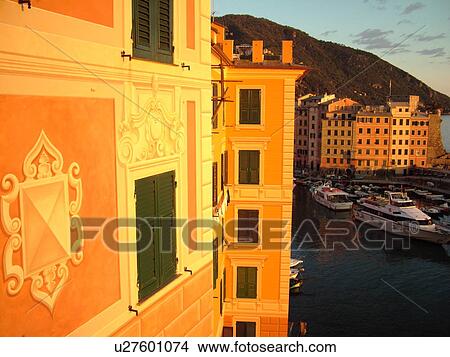 Liguria, Camogli, Riviera di Levante, Italy, Ligurian Riviera, Europe, Scenic view of the fishing port in the resort town of Camogli along the Ligurian Sea. View Large Photo Image Picture - Liguria, Camogli, Riviera di Levante, Italy, Ligurian Riviera, Europe, Scenic view of the fishing port in the resort town of Camogli along the Ligurian Sea.. Fotosearch