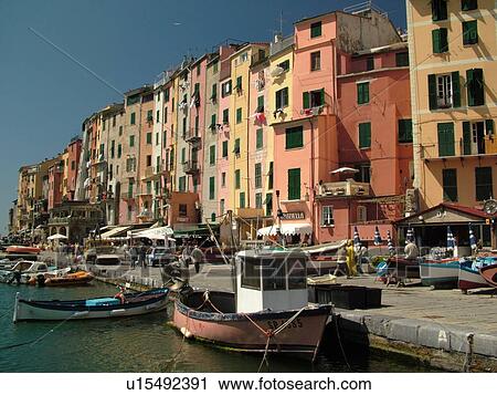 Liguria, Italy, Portovenere, Riviera di Levante, Ligurian Riviera, Europe, Fishing boats docked in the harbor of the resort town of Portovenere along the Ligurian Sea. View Large Photo Image Stock Image - Liguria, Italy, Portovenere, Riviera di Levante, Ligurian Riviera, Europe, Fishing boats docked in the harbor of the resort town of Portovenere along the Ligurian Sea.. Fotosearch