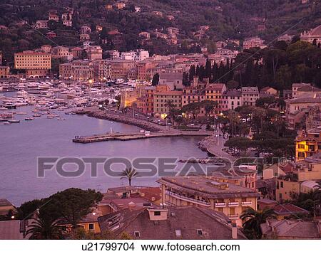 Liguria, Italy, Santa Margherita Ligure, Riviera di Levante, Ligurian Riviera, Europe, Scenic view of the resort town of Santa Margherita Ligure on the Gulf of Tigullio (Gulfo di Tigullo) at sunset along the Ligurian Sea on the Ligurian Riviera. View Large Photo Image Picture - Liguria, Italy, Santa Margherita Ligure, Riviera di Levante, Ligurian Riviera, Europe, Scenic view of the resort town of Santa Margherita Ligure on the Gulf of Tigullio (Gulfo di Tigullo) at sunset along the Ligurian Sea on the Ligurian Riviera.. Fotosearch