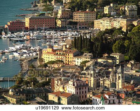 Liguria, Italy, Santa Margherita Ligure, Riviera di Levante, Ligurian Riviera, Europe, Scenic view of the resort town of Santa Margherita Ligure on the Gulf of Tigullio (Gulfo di Tigullo) along the Ligurian Sea on the Ligurian Riviera. View Large Photo Image Stock Photo - Liguria, Italy, Santa Margherita Ligure, Riviera di Levante, Ligurian Riviera, Europe, Scenic view of the resort town of Santa Margherita Ligure on the Gulf of Tigullio (Gulfo di Tigullo) along the Ligurian Sea on the Ligurian Riviera.. Fotosearch