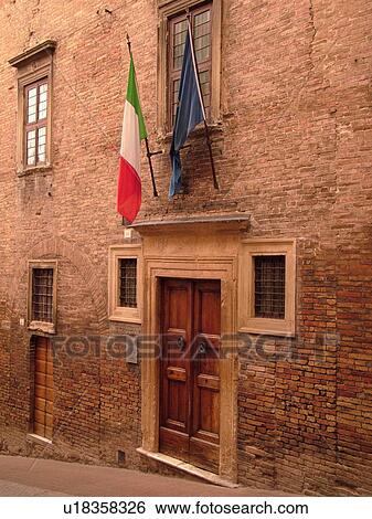 Stock Photograph -  Marche, Italy, Urbino, Europe, Casa Natale di Raffaello in the medieval town of Urbino.. Fotosearch