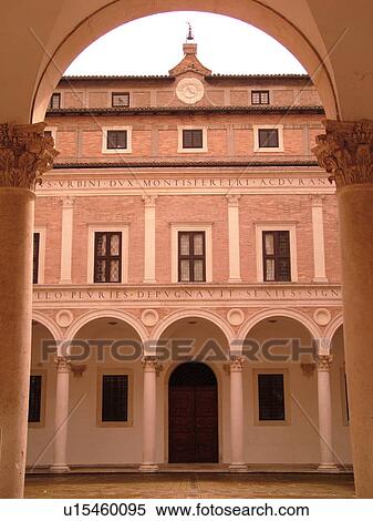 Marche, Italy, Urbino, Europe, Cortile d'Onove, Renaissance Courtyard, in the Palazzo Ducale in the medieval town of Urbino. View Large Photo Image Stock Photography - Marche, Italy, Urbino, Europe, Cortile d'Onove, Renaissance Courtyard, in the Palazzo Ducale in the medieval town of Urbino.. Fotosearch