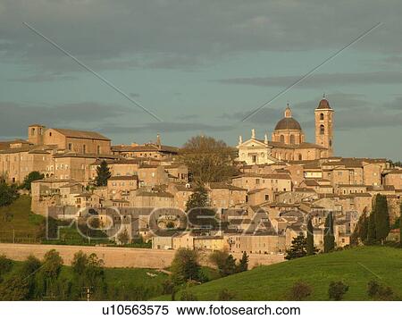Marche, Italy, Urbino, Europe, Scenic view of the medieval hill town of Urbino. View Large Photo Image Stock Photography - Marche, Italy, Urbino, Europe, Scenic view of the medieval hill town of Urbino.. Fotosearch