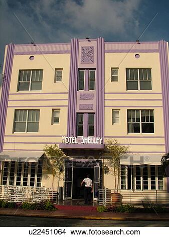 Picture -  Miami Beach, South Beach, FL, Florida, Collins Avenue, American Riviera, Art Deco District, Hotel Shelley. Fotosearch