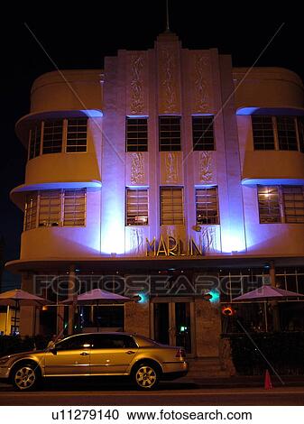 Miami Beach, South Beach, FL, Florida, Collins Avenue, American Riviera, Art Deco District, Marlin, evening View Large Photo Image Stock Image - Miami Beach, South Beach, FL, Florida, Collins Avenue, American Riviera, Art Deco District, Marlin, evening. Fotosearch
