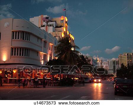 Miami Beach, South Beach, FL, Florida, Ocean Drive, American Riviera, Art Deco District, buildings, evening View Large Photo Image Stock Image - Miami Beach, South Beach, FL, Florida, Ocean Drive, American Riviera, Art Deco District, buildings, evening. Fotosearch