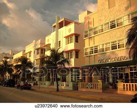Miami Beach, South Beach, FL, Florida, Ocean Drive, American Riviera, Art Deco District, Ocean Plaza View Large Photo Image Stock Image - Miami Beach, South Beach, FL, Florida, Ocean Drive, American Riviera, Art Deco District, Ocean Plaza. Fotosearch