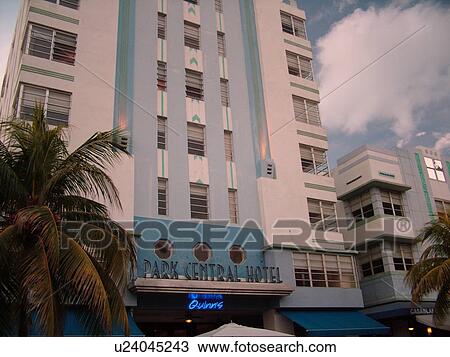 Miami Beach, South Beach, FL, Florida, Ocean Drive, American Riviera, Art Deco District, Park Central Hotel, evening View Large Photo Image Stock Image - Miami Beach, South Beach, FL, Florida, Ocean Drive, American Riviera, Art Deco District, Park Central Hotel, evening. Fotosearch