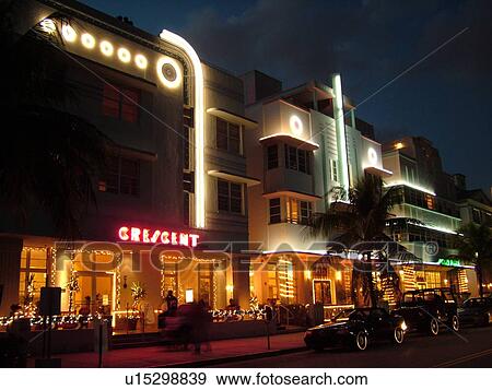 Miami Beach, South Beach, FL, Florida, Ocean Drive, American Riviera, Art Deco District, buildings, evening View Large Photo Image Stock Photo - Miami Beach, South Beach, FL, Florida, Ocean Drive, American Riviera, Art Deco District, buildings, evening. Fotosearch
