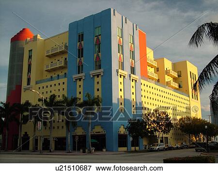 Stock Photo -  Miami Beach, South Beach, FL, Florida, 5th Street, American Riviera, Art Deco District, buildings. Fotosearch