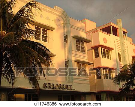 Miami Beach, South Beach, FL, Florida, Ocean Drive, American Riviera, Art Deco District, Crescent View Large Photo Image Stock Photograph - Miami Beach, South Beach, FL, Florida, Ocean Drive, American Riviera, Art Deco District, Crescent. Fotosearch