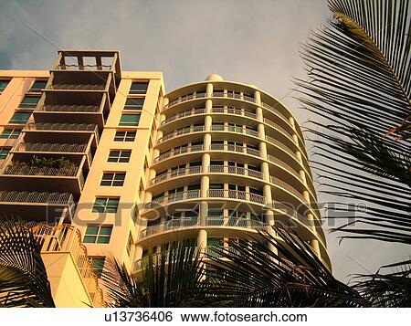 Stock Photograph -  Miami Beach, South Beach, FL, Florida, Ocean Drive, American Riviera, Art Deco District, buildings. Fotosearch