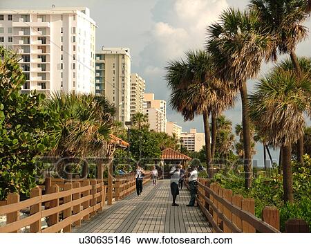 Stock Photograph -  Miami Beach, South Beach, FL, Florida, American Riviera, boardwalk. Fotosearch