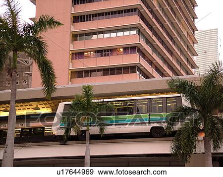 Miami, FL, Florida, Bayfront Park Station, downtown, Metromover, driver-less-shuttle, elevated train View Large Photo Image Stock Photo - Miami, FL, Florida, Bayfront Park Station, downtown, Metromover, driver-less-shuttle, elevated train. Fotosearch