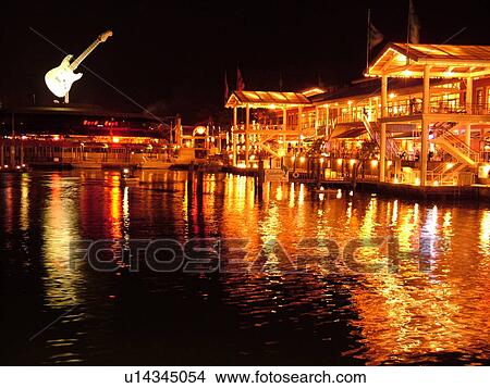 Miami, FL, Florida, Biscayne Bay, Bayside Marketplace, evenings, Hard Rock CafT View Large Photo Image Picture - Miami, FL, Florida, Biscayne Bay, Bayside Marketplace, evenings, Hard Rock CafT. Fotosearch
