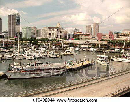 Miami, FL, Florida, Biscayne Bay, Bayside Marketplace, Miamarina, skyline View Large Photo Image Picture - Miami, FL, Florida, Biscayne Bay, Bayside Marketplace, Miamarina, skyline. Fotosearch