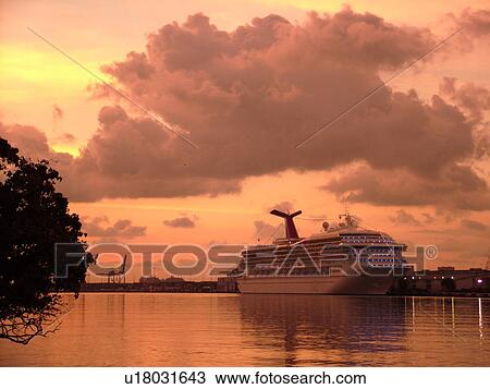 Miami, FL, Florida, Biscayne Bay, Port of Miami, Dodge Island, cruise ship, sunset View Large Photo Image Stock Image - Miami, FL, Florida, Biscayne Bay, Port of Miami, Dodge Island, cruise ship, sunset. Fotosearch
