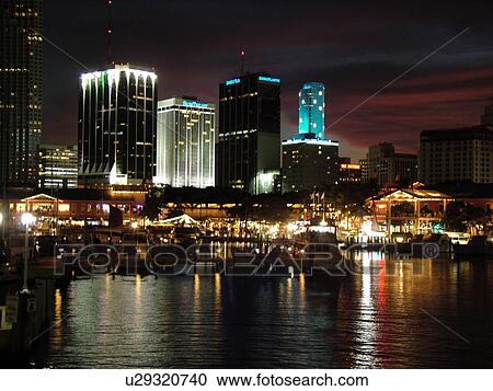 Miami, FL, Florida, Biscayne Bay, Bayside Marketplace, Miamarina, skyline, evening View Large Photo Image Stock Image - Miami, FL, Florida, Biscayne Bay, Bayside Marketplace, Miamarina, skyline, evening. Fotosearch
