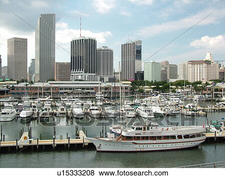 Miami, FL, Florida, Biscayne Bay, Bayside Marketplace, Miamarina, skyline View Large Photo Image Stock Photo - Miami, FL, Florida, Biscayne Bay, Bayside Marketplace, Miamarina, skyline. Fotosearch